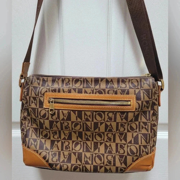 BONA Monogram Crossbody Bag 4 Zip Compartments and 4 smaller Pouches - Picture 2 of 8